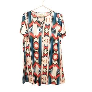 Southern Stitch tribal dress with cross cross detail at chest size small